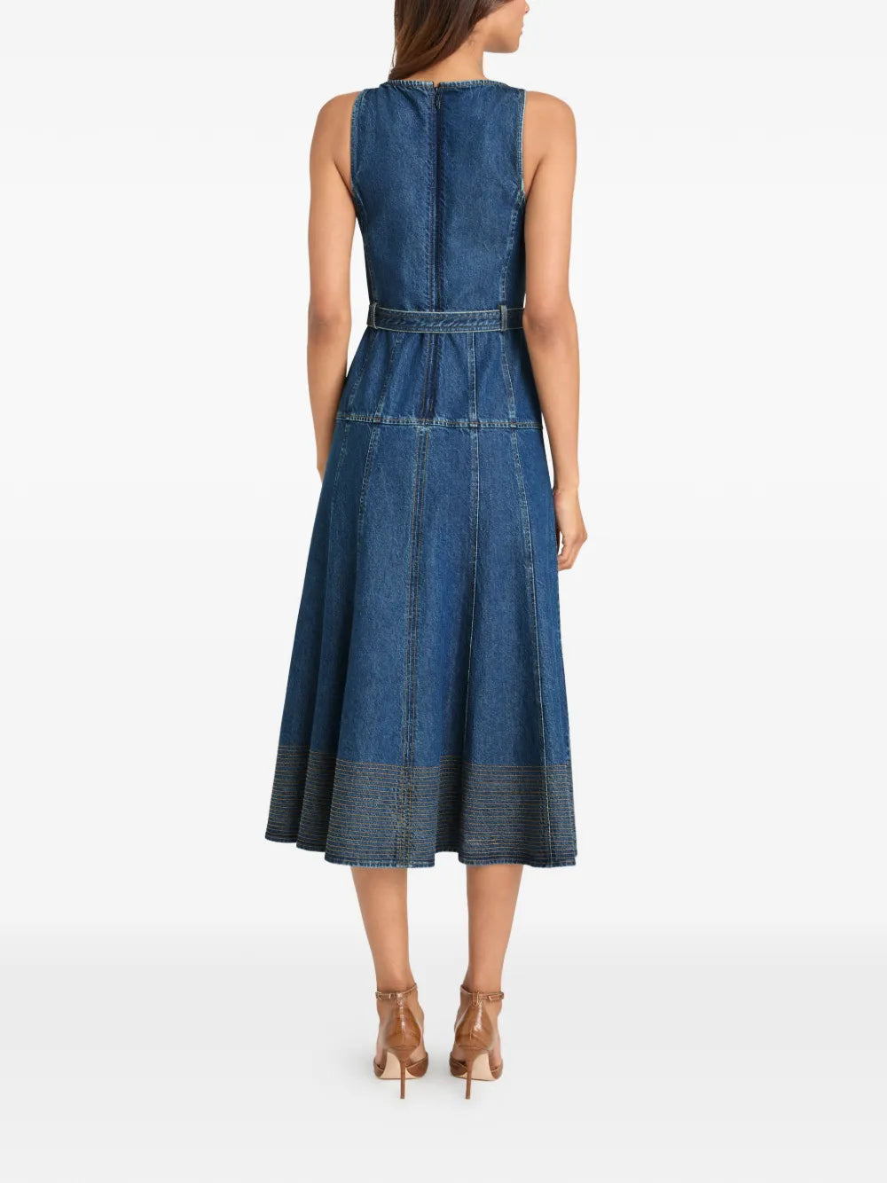 Kehlani button belted jean midi dress