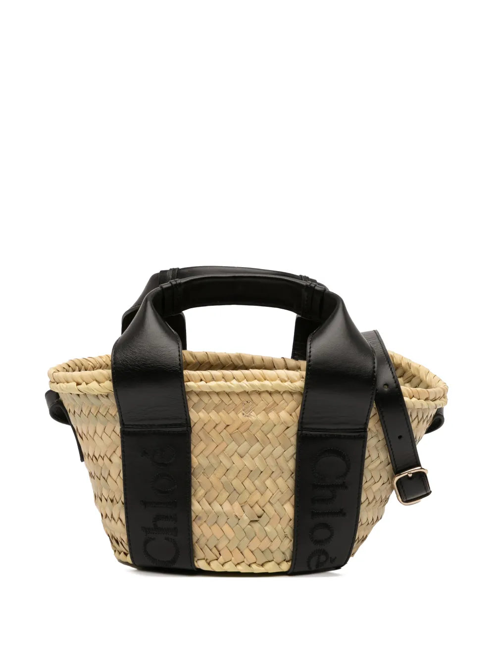 2023 Small Raffia and Smooth Calfskin Sense Basket Tote satchel