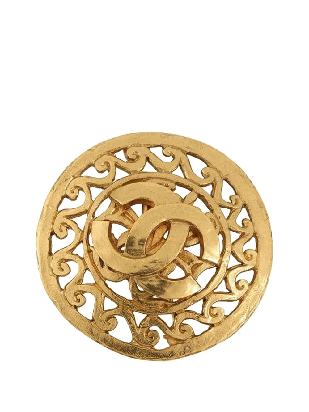1995 CC Gold Plated Medallion Brooch costume brooch