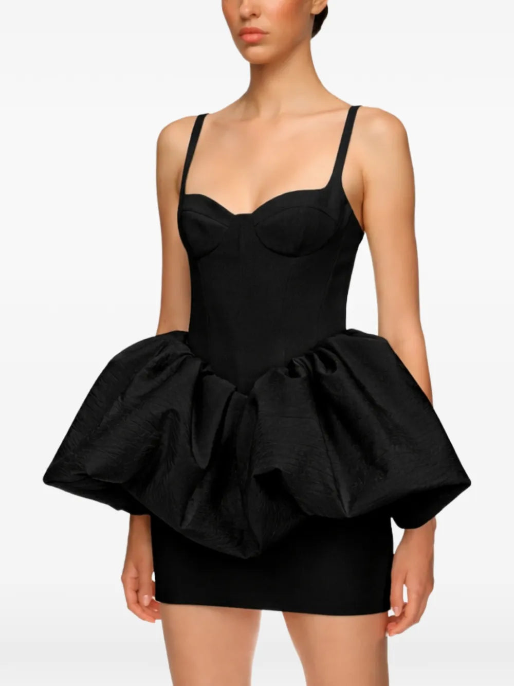 puff skirt-detail mini dress