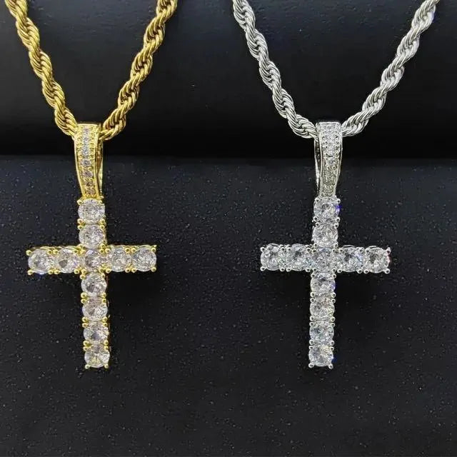 CROSS ICED OUT PENDANT