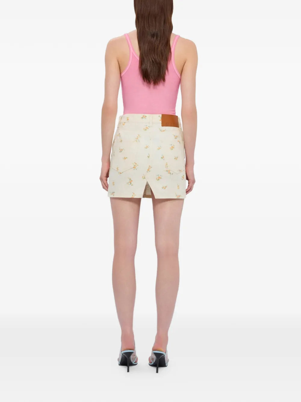 floral-print mini skirt