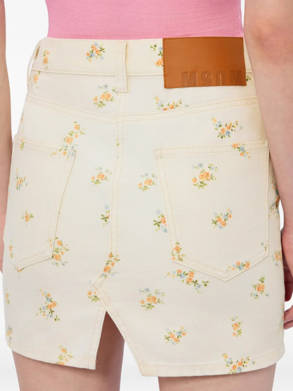 floral-print mini skirt