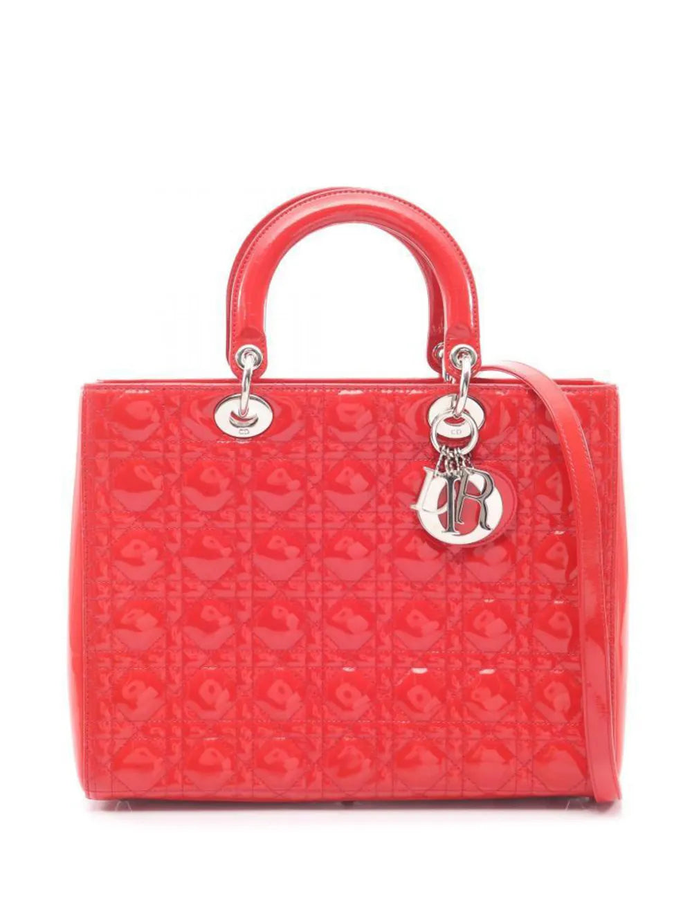2000s large Lady Dior patent leather tote bag