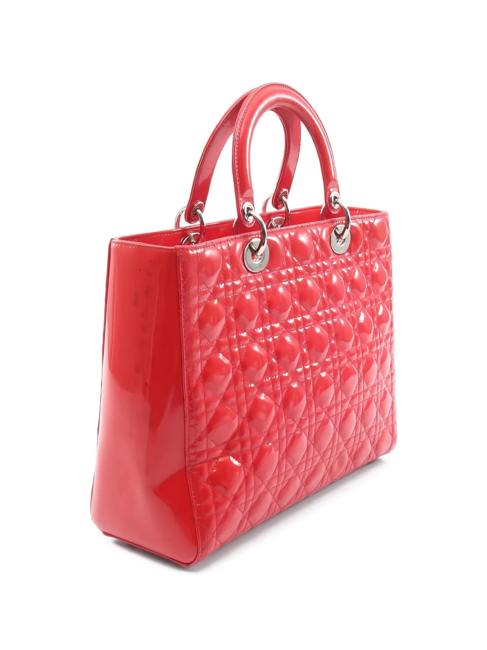2000s large Lady Dior patent leather tote bag