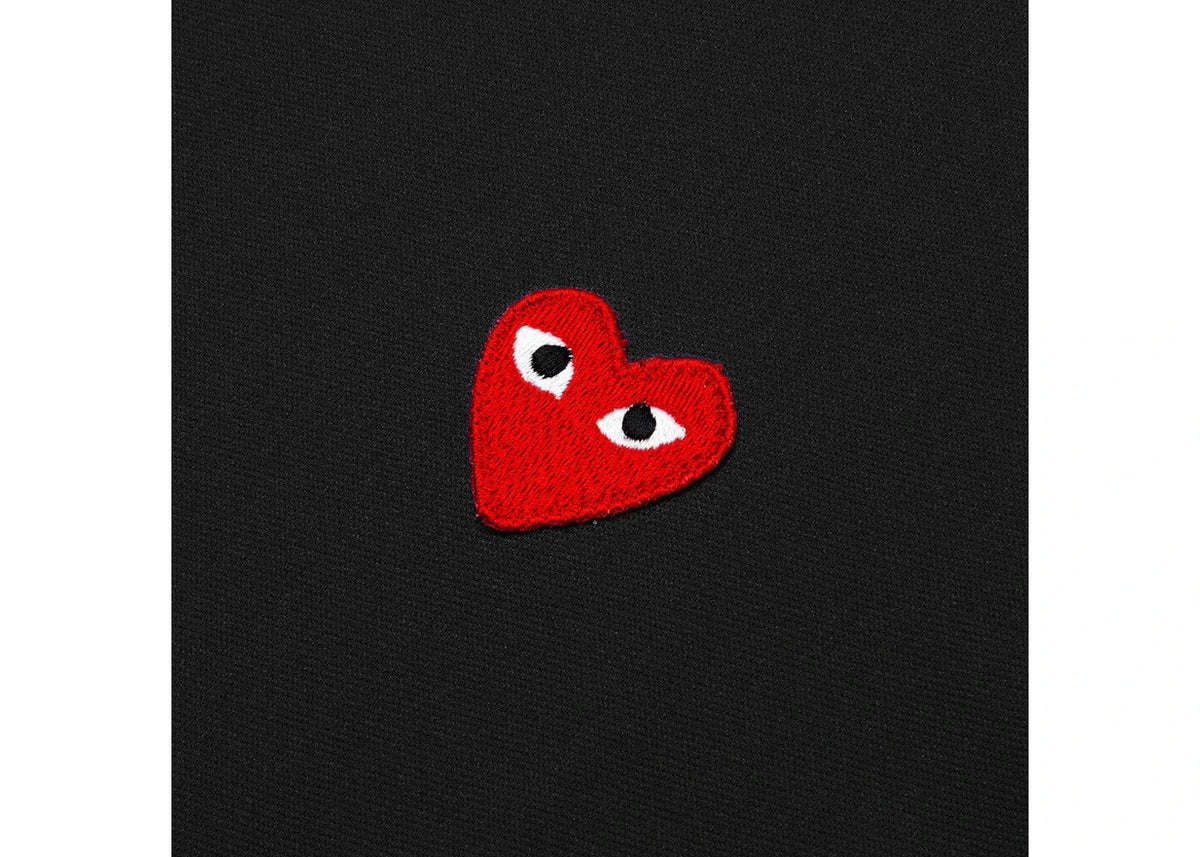 Comme Des Garcons Play Women'S Red Heart Zip Up Hoodie Black