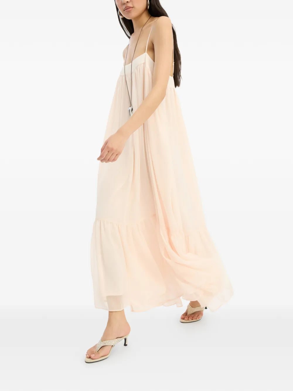 chiffon A-line midi dress