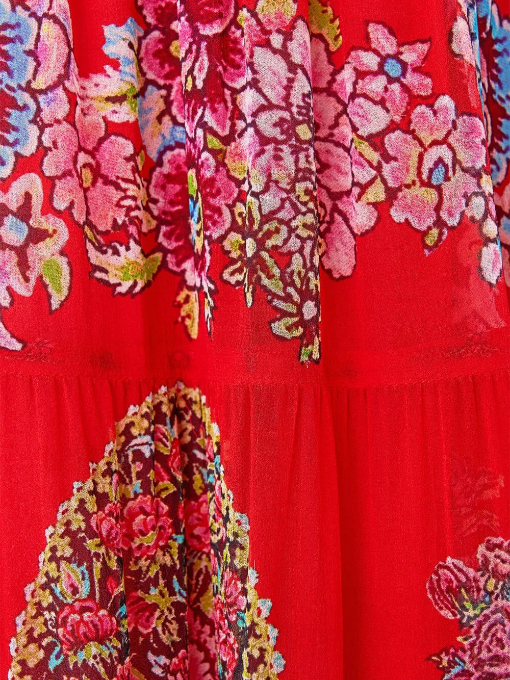 floral-detail tiered maxi skirt