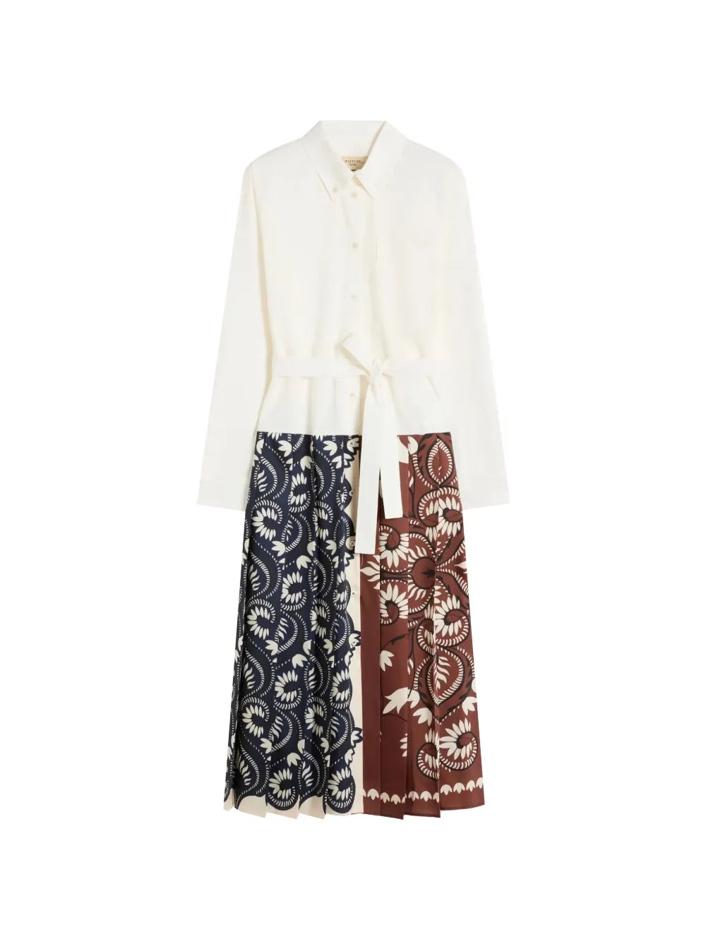 floral-print belted shirt dress