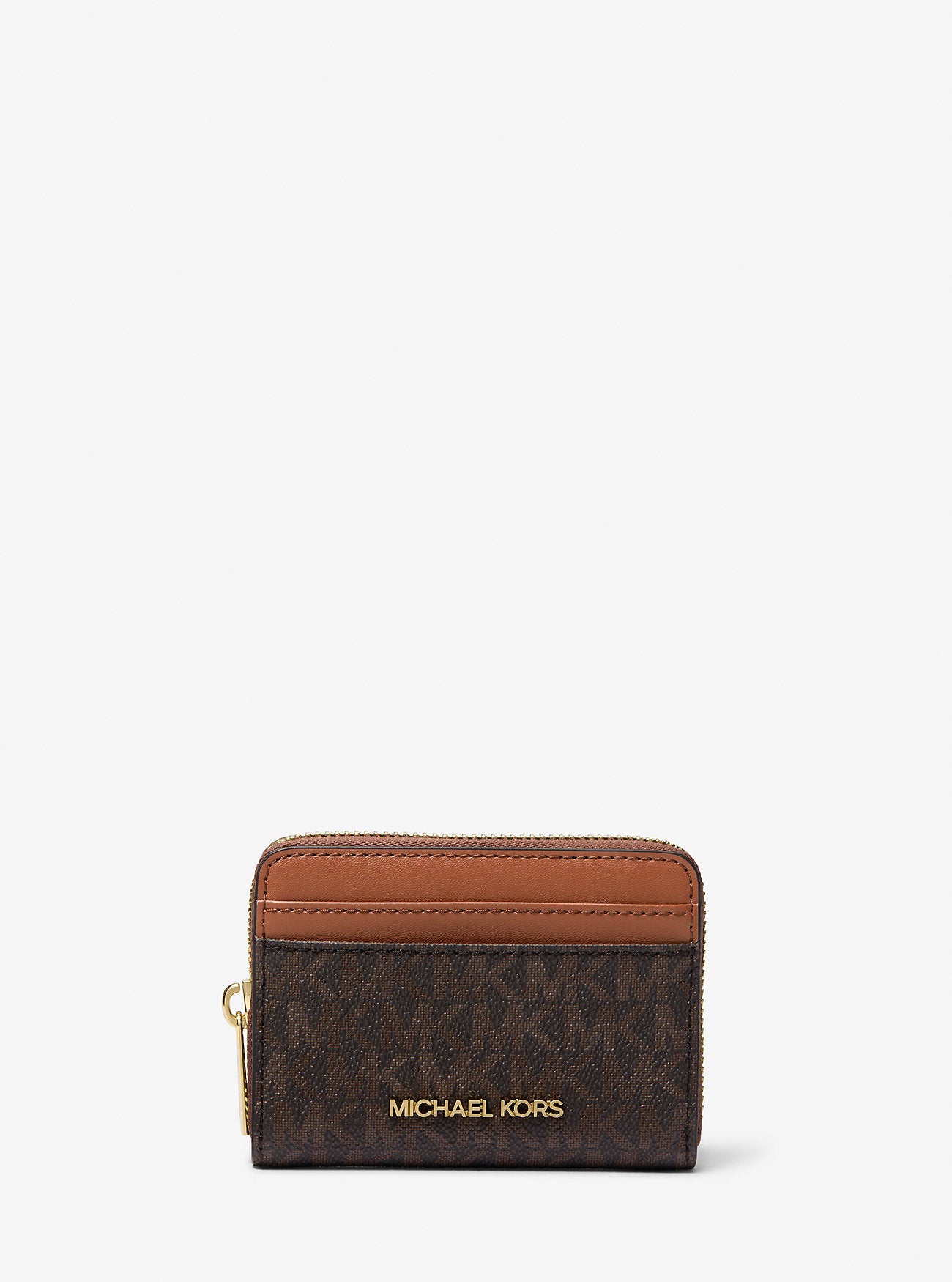 Michael Kors Jet Set Travel Medium Logo Zip-Around Card Case Brown