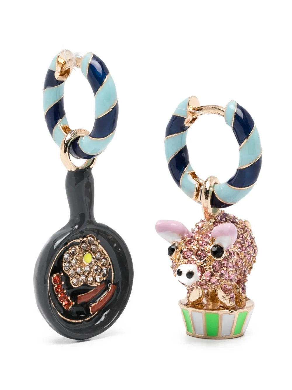 Jubby striped-detail charm earrings 