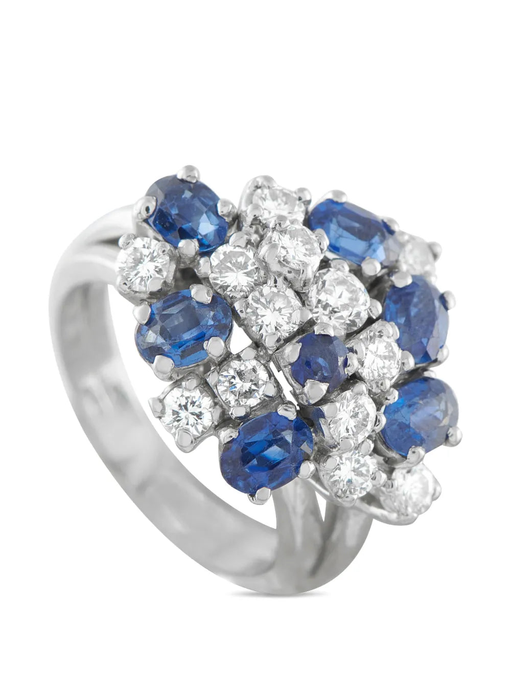 18k white gold diamond sapphire ring