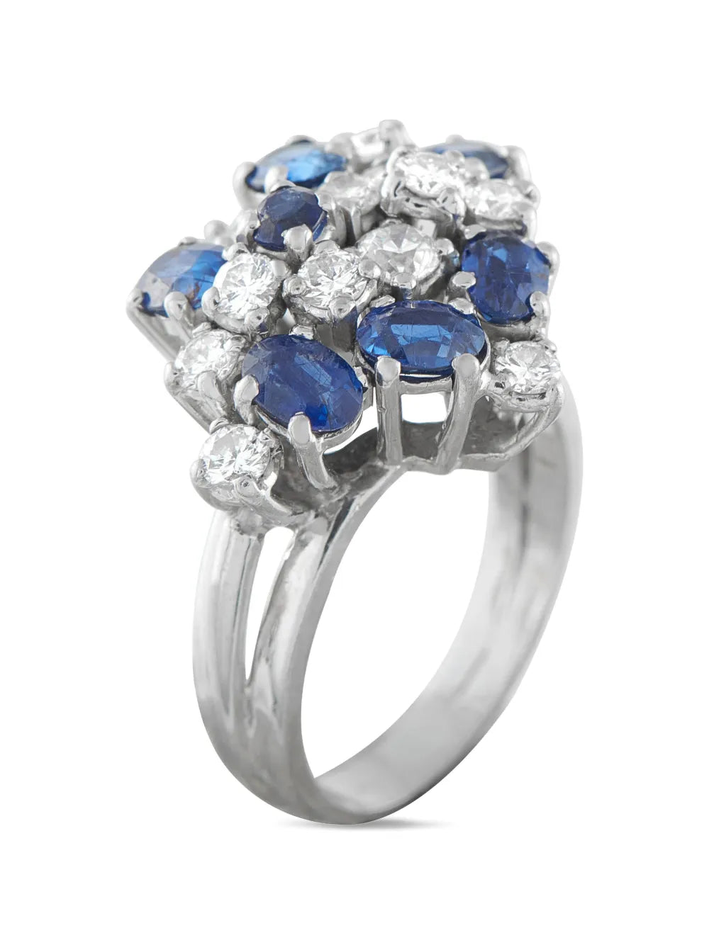 18k white gold diamond sapphire ring