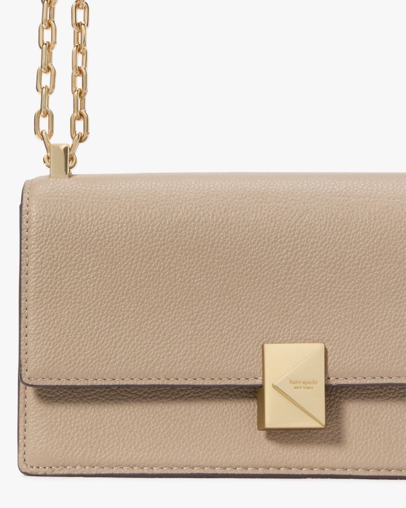 Kate Spade Deco Mini Flap Chain Crossbody Timeless Taupe