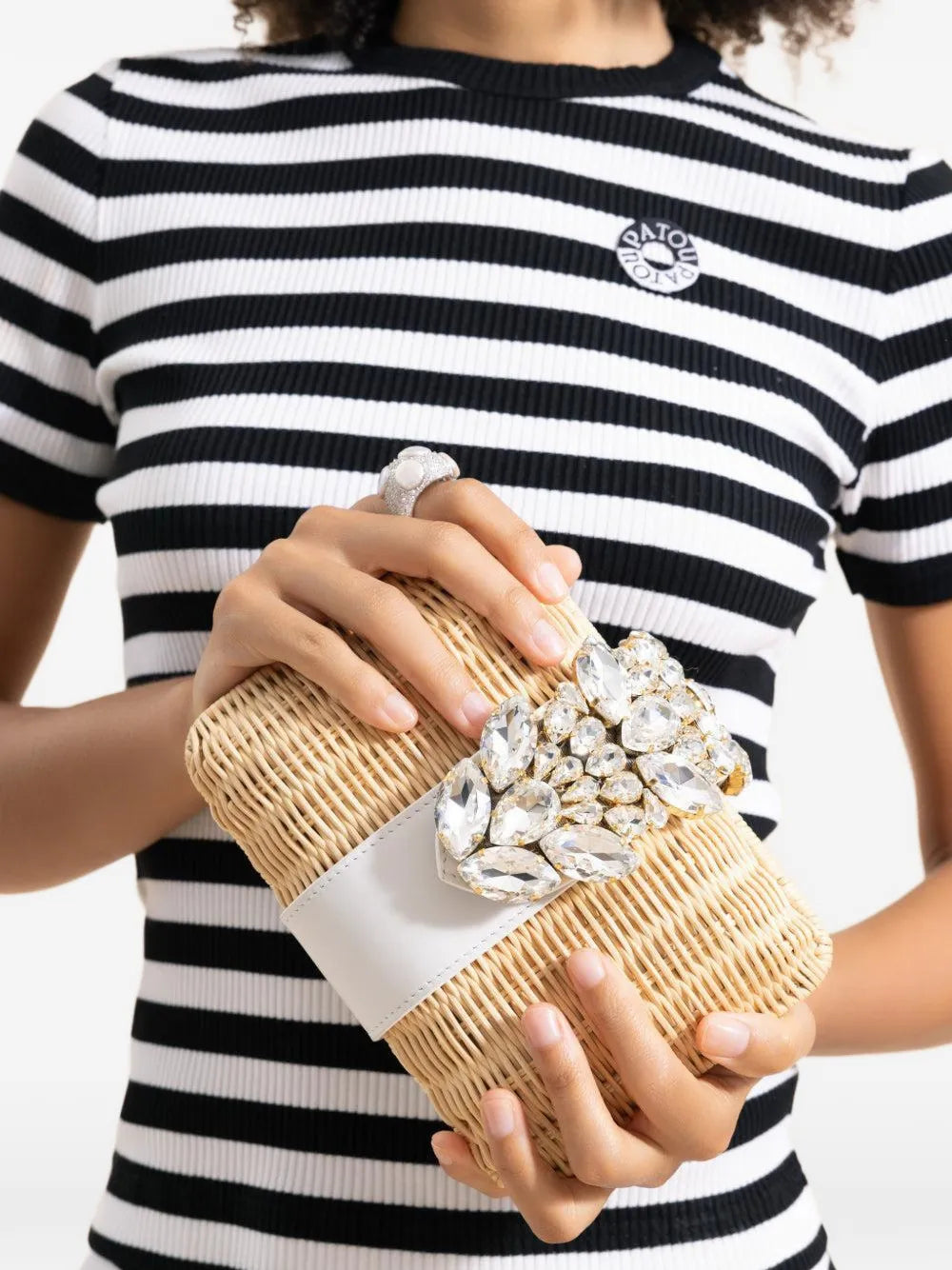Capri cryatsl-embellished clutch bag