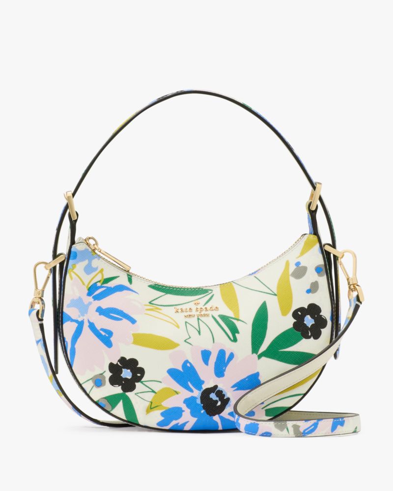 Kate Spade Madison Floral Crescent Shoulder Bag Cream Multi