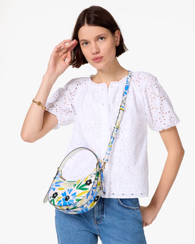 Kate Spade Madison Floral Crescent Shoulder Bag Cream Multi