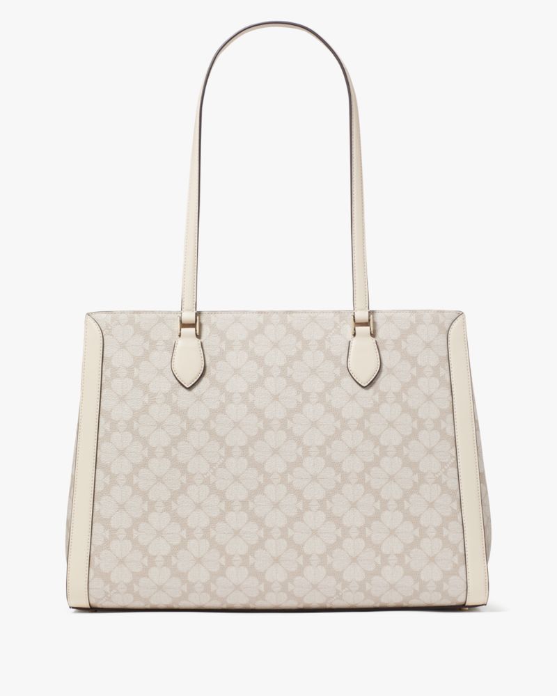 Kate Spade Signature Spade Flower East West Large Laptop Tote Dark Beige Multi