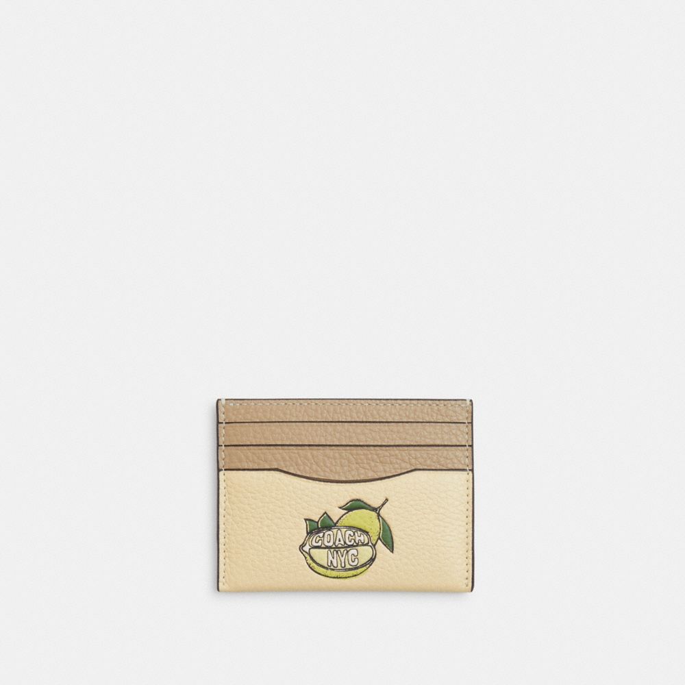 Coach Slim Id Card Case With Lemon Graphic Silver-Moonlight