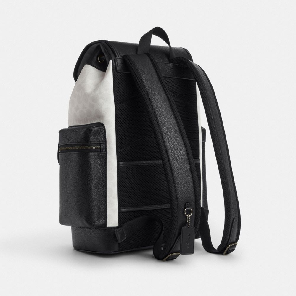 Coach Sprint Backpack In Colorblock Signature Canvas Gunmetal Chalk Black