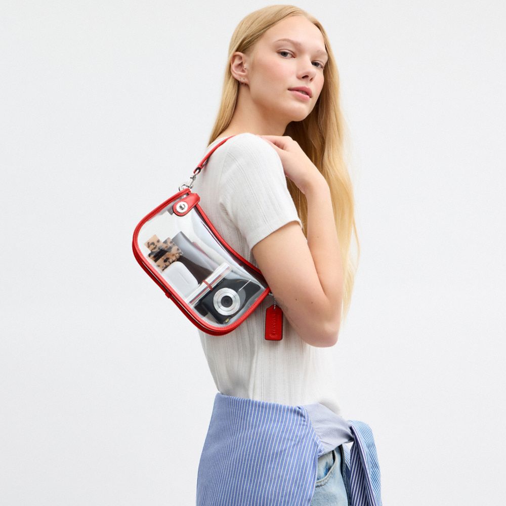 Coach Stadium Swinger Bag Silver Sport Red