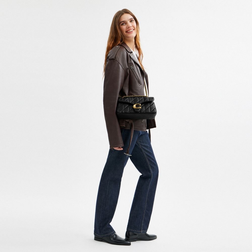 Coach Tabby Shoulder Bag 26 With Pillow Quilting Brass Black
