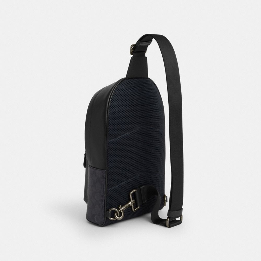 Coach West Pack In Signature Canvas Gunmetal Charcoal Black