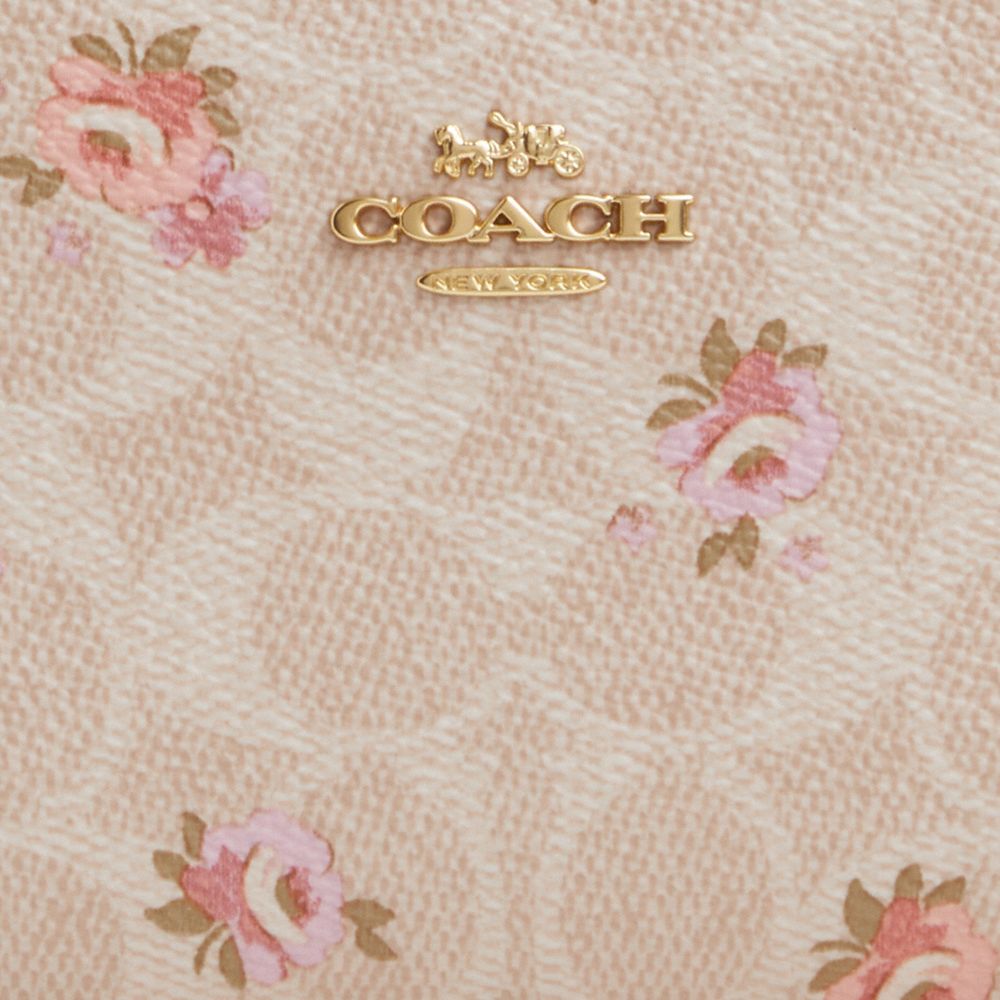 Coach Snap Wallet In Signature Canvas With Floral Print Gold-Sand Multi