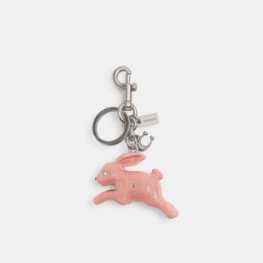 Coach Bunny Bag Charm Silver-Pink