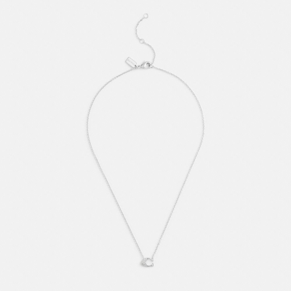 Coach Pave Signature Necklace Silver