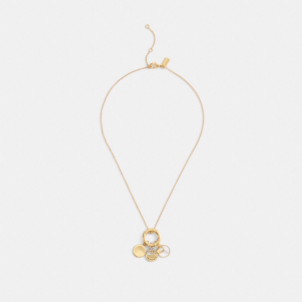 Coach Coin Pendant Necklace Gold