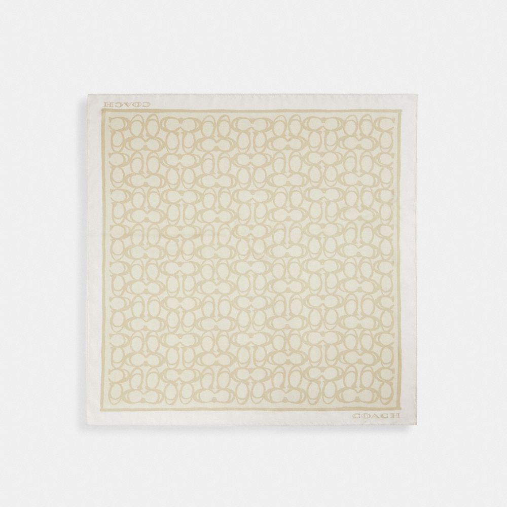 Coach Jumbo Signature Silk Square Scarf Light Tan