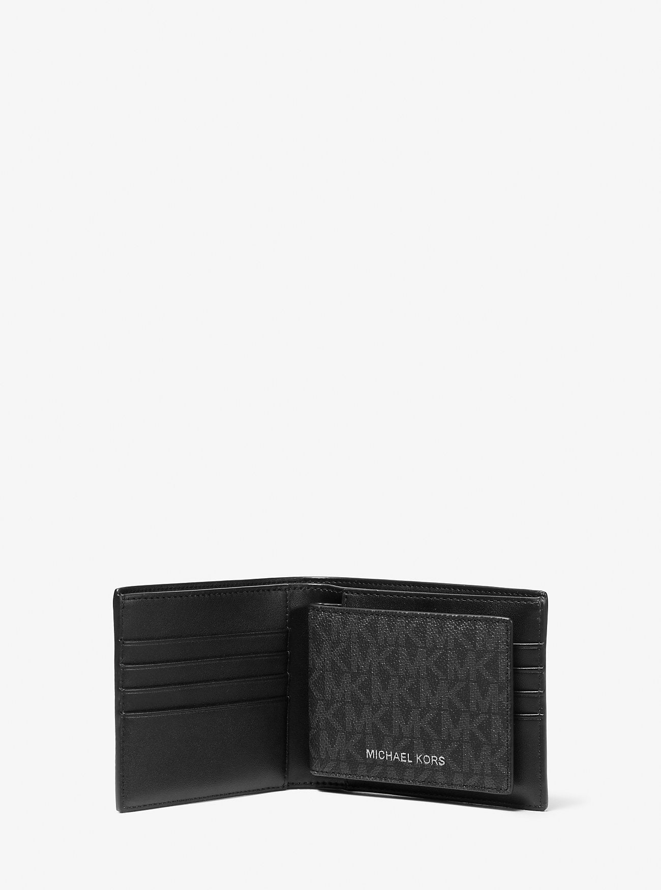 Michael Kors Cooper Logo Billfold Wallet With Passcase Black