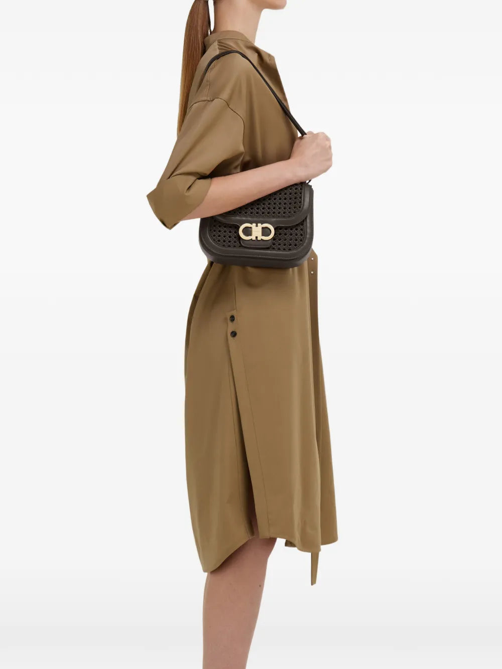 extra small Double Gancini North-South crossbody bag