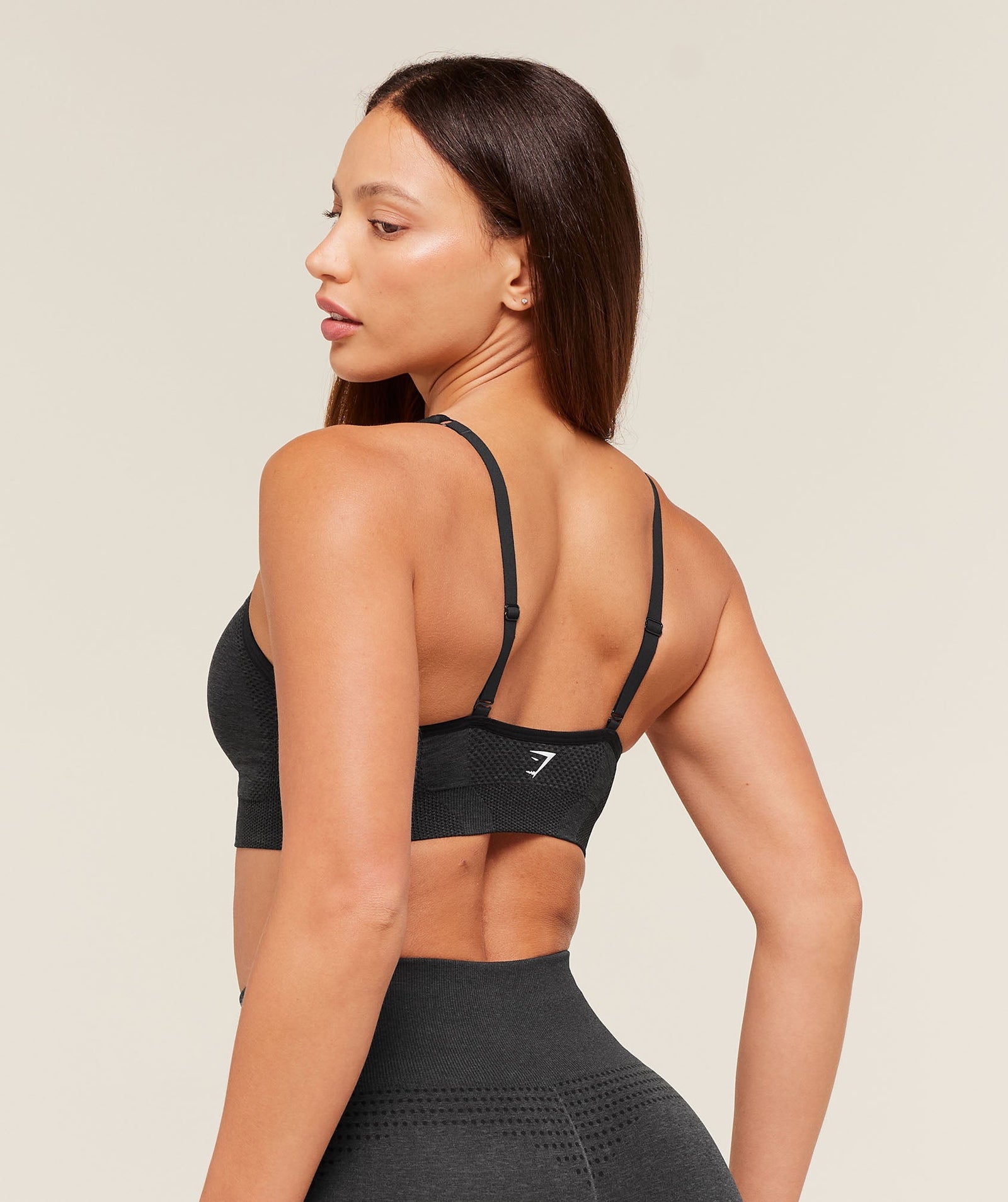 Women's Gymshark Vital V Neck Sports Bra Black Marl