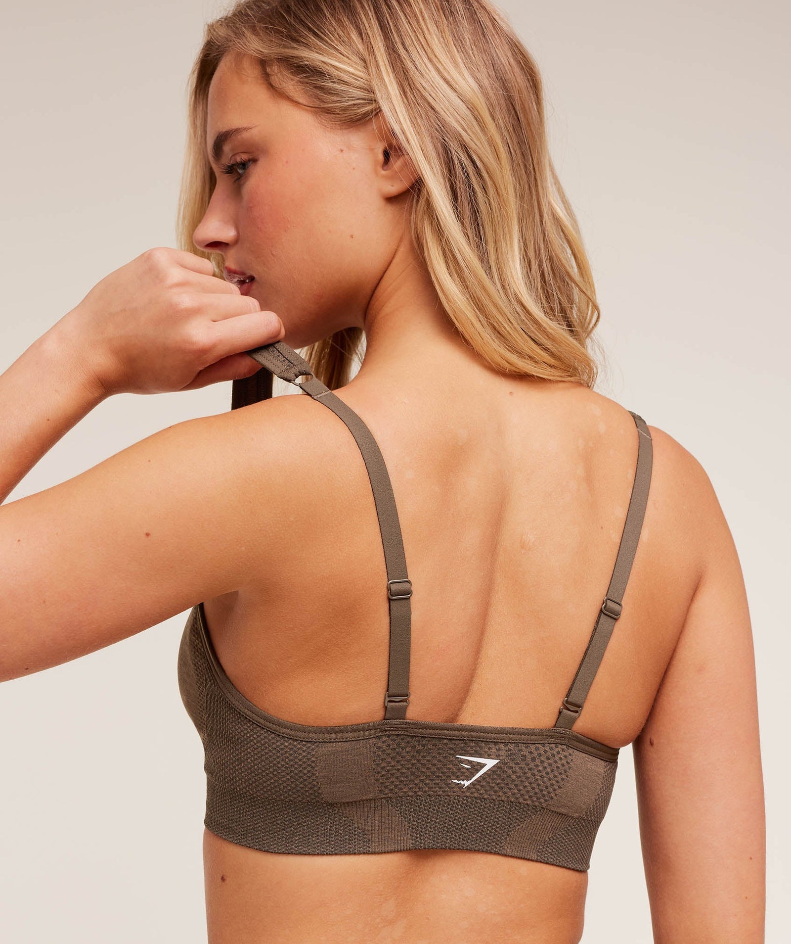 Women's Gymshark Vital V Neck Sports Bra Espresso Marl