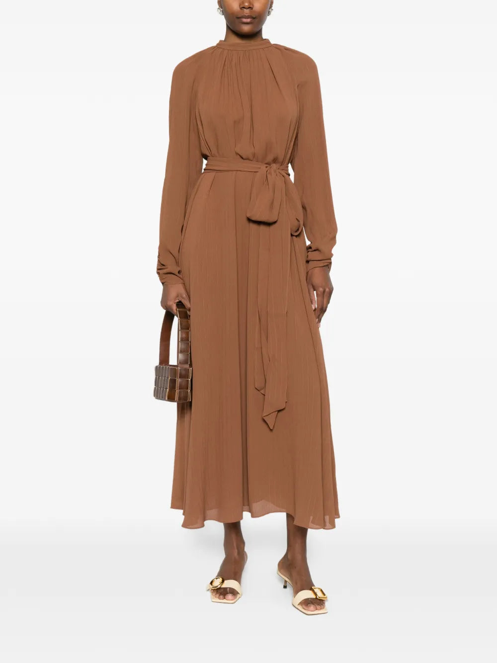 Pinky tie-waist midi dress