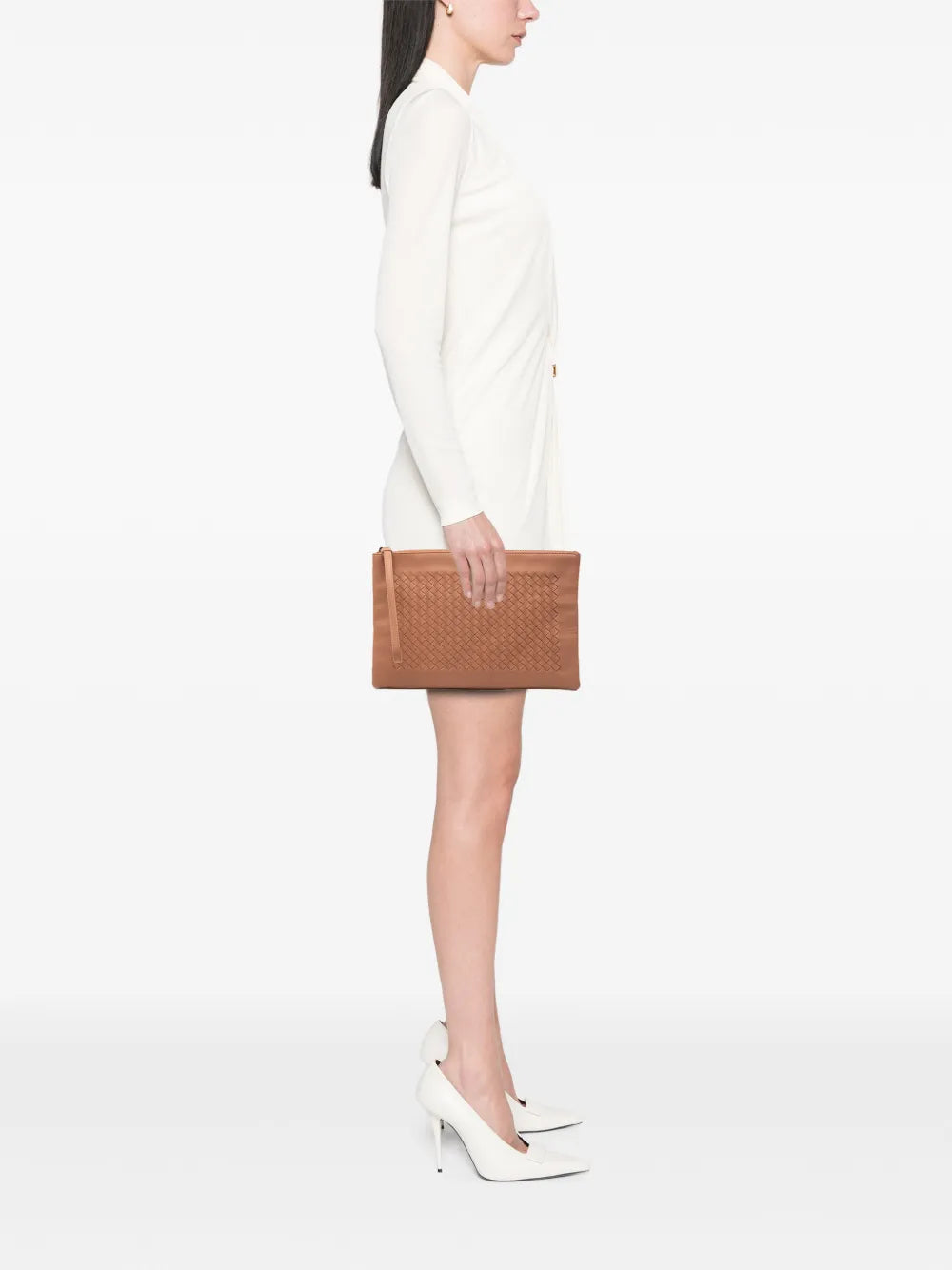 2012-2025 Nappa Intrecciato Zip Wristlet Pouch clutch bag
