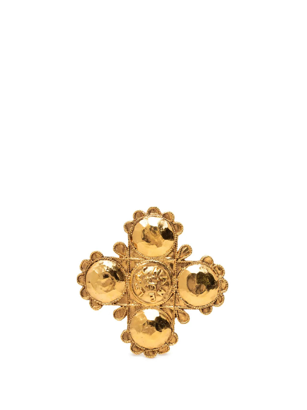 1980-1990 Gold Plated Lion Logo Cross Brooch costume brooch