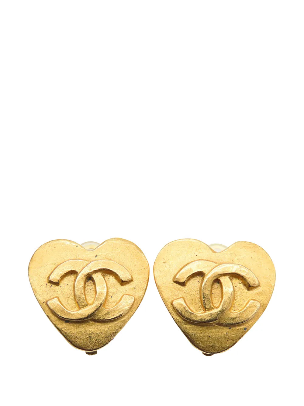 1995 CC Gold Plated Heart Clip on Earrings costume earrings
