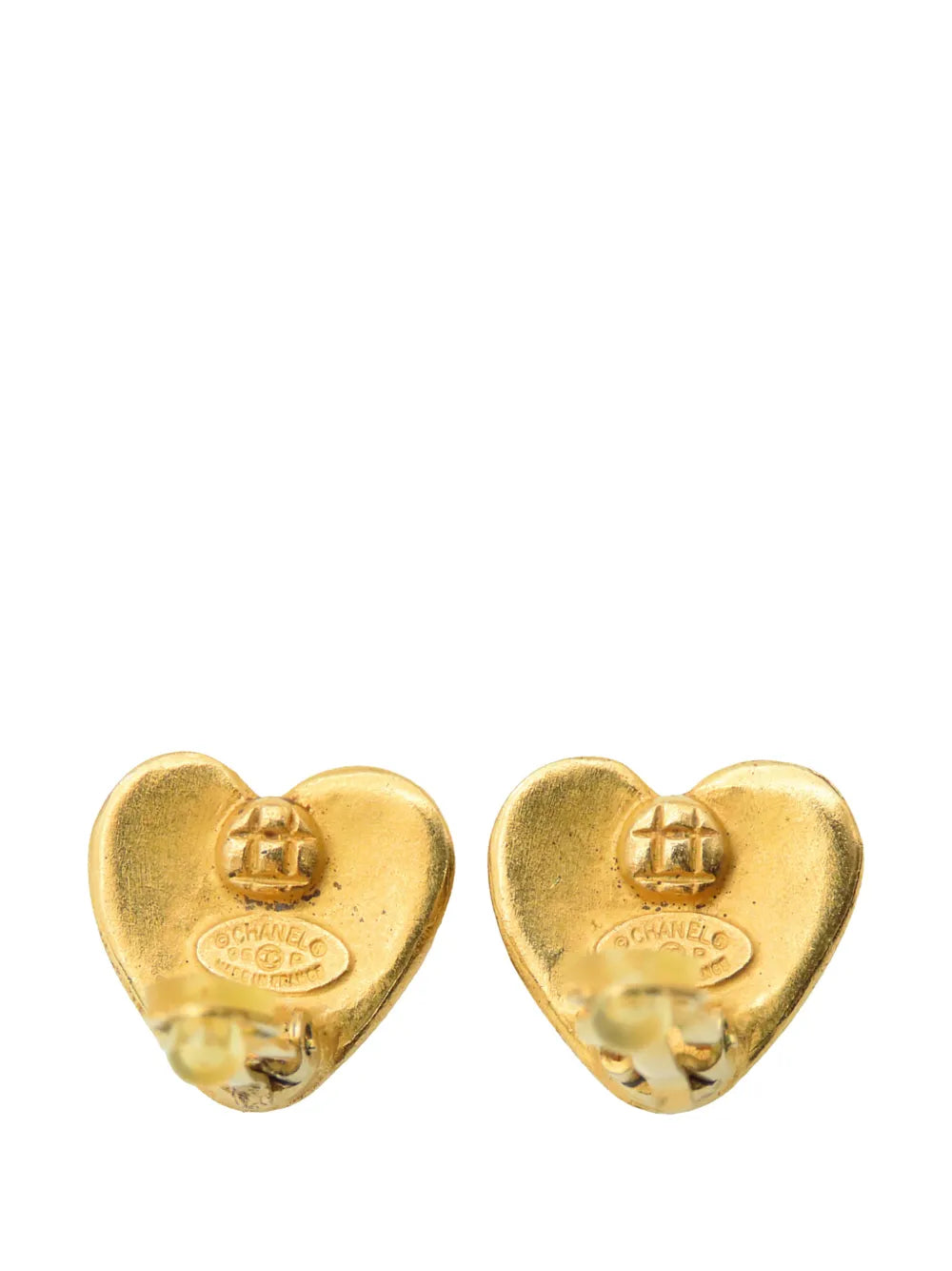 1995 CC Gold Plated Heart Clip on Earrings costume earrings