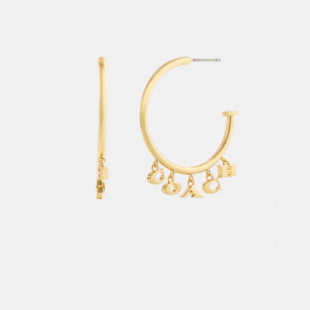 Coach Coach Charms Hoop Earrings Gold