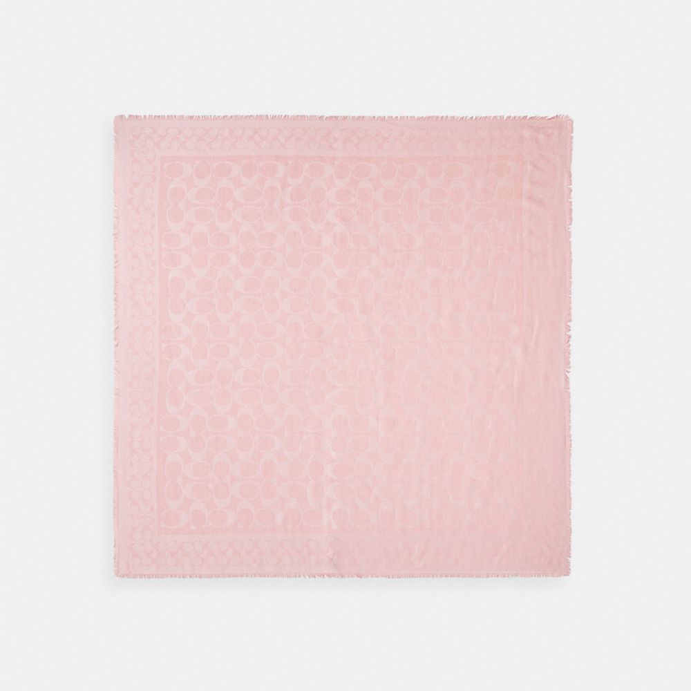 Coach Signature Oversized Square Scarf Dusty Pink