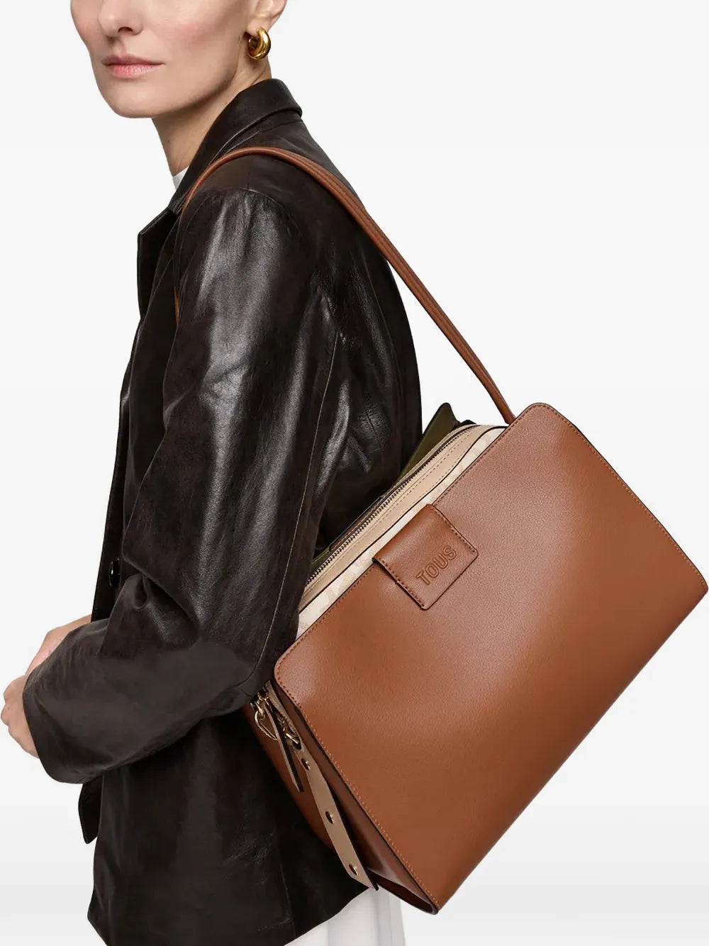 logo-embossed shoulder bag