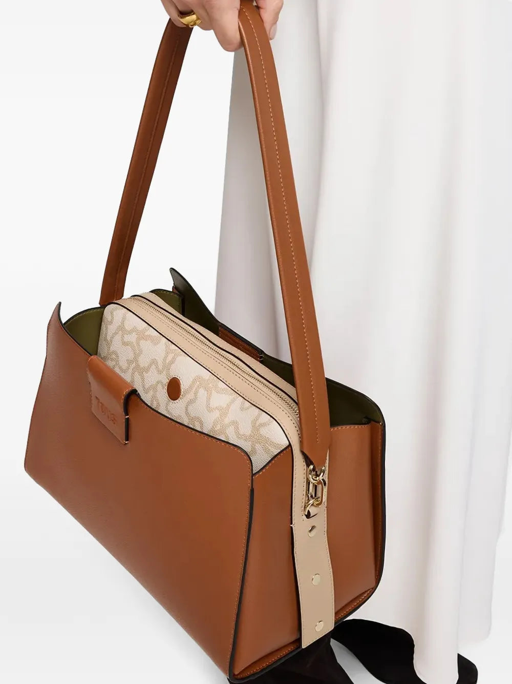 logo-embossed shoulder bag