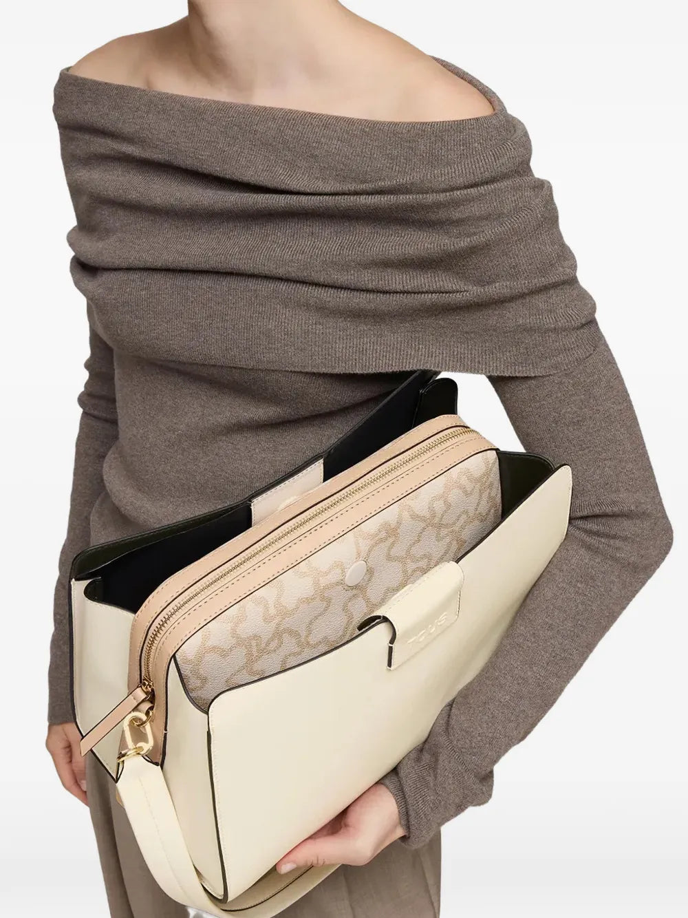 logo-embossed shoulder bag