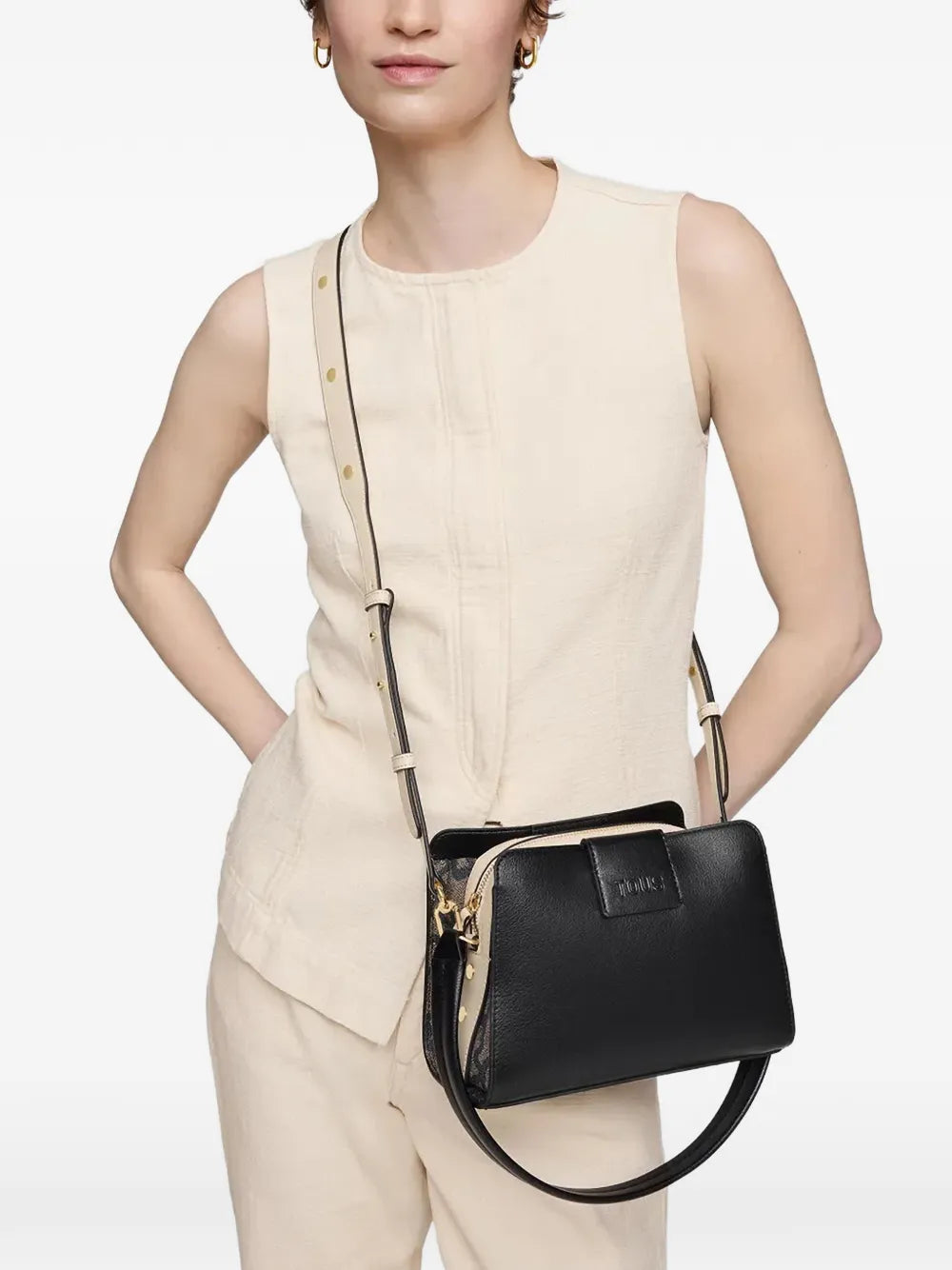 logo-embossed shoulder bag