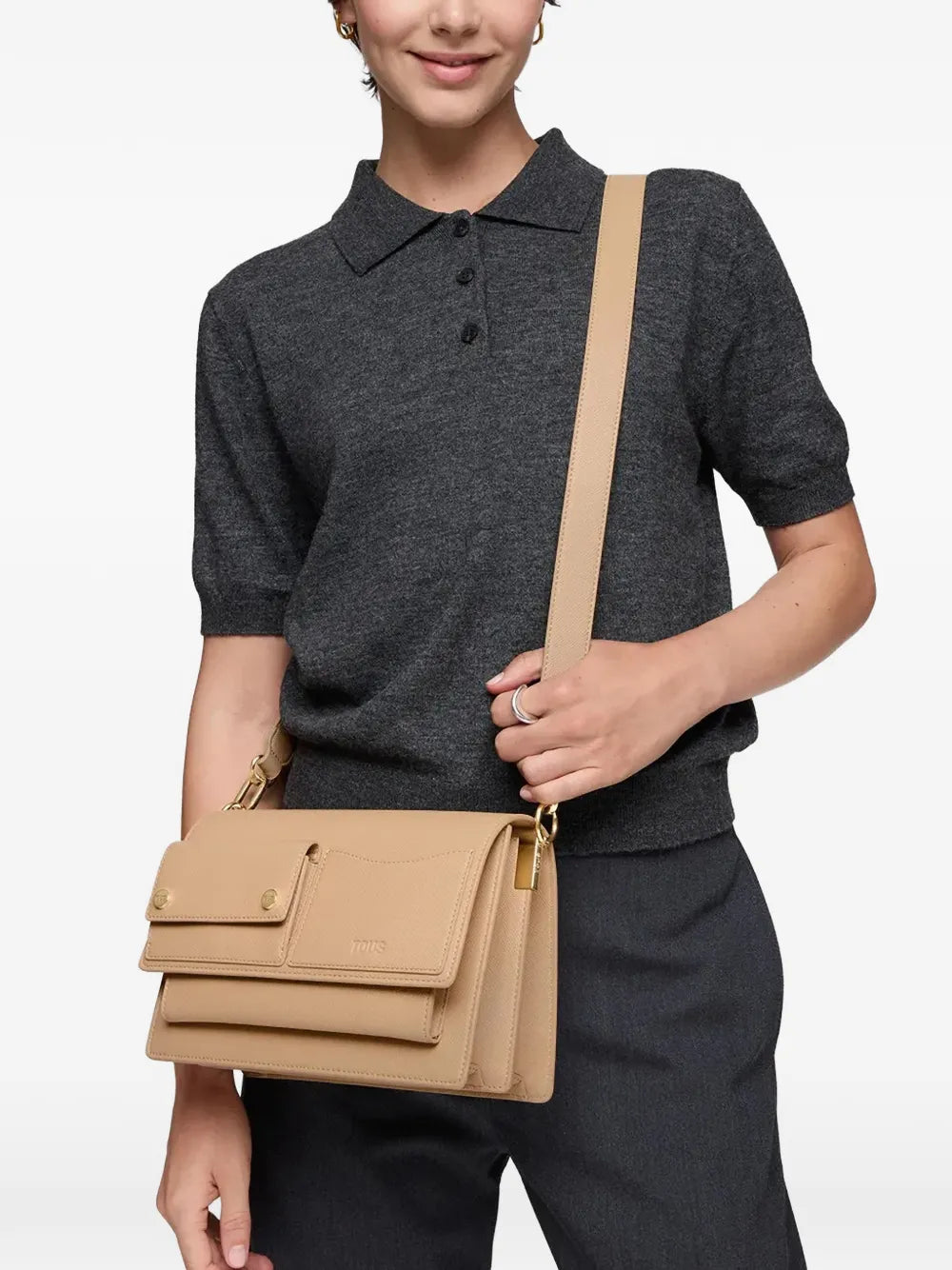 logo-embossed shoulder bag