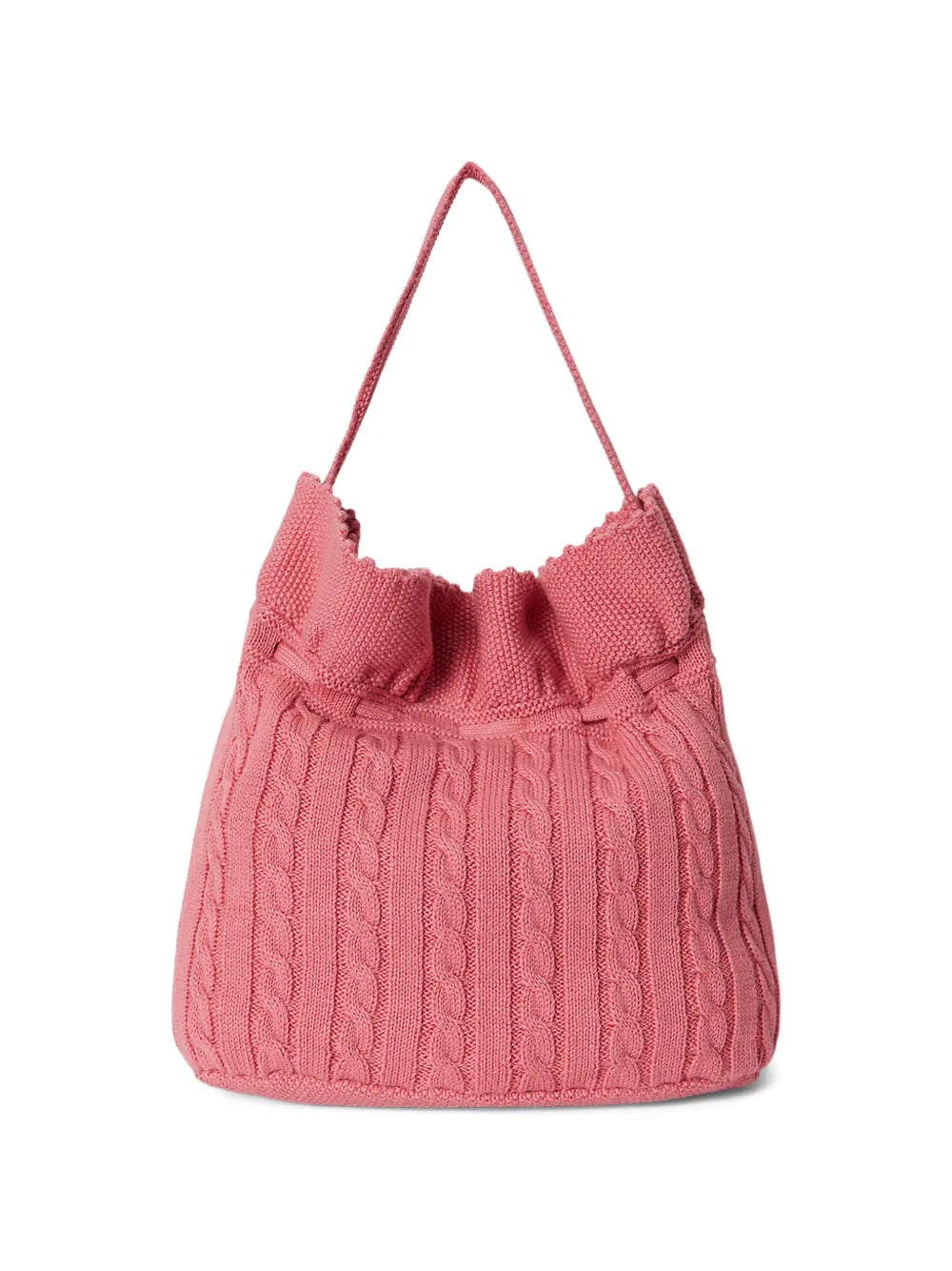 cable-knit drawstring bag