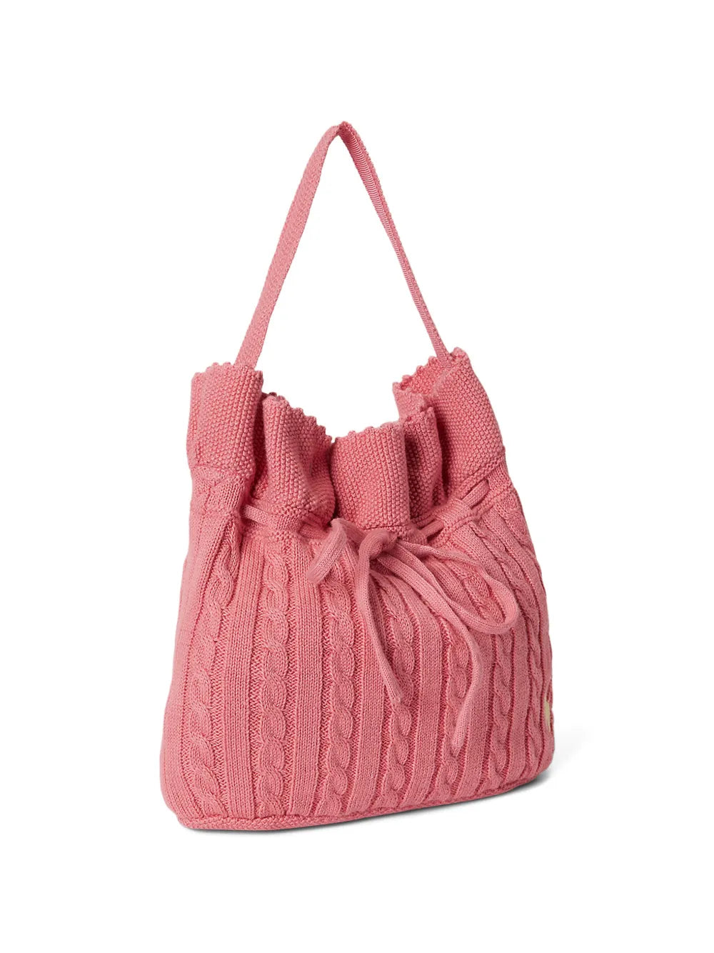 cable-knit drawstring bag